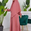 طقم قطعتين شرشف للمحجبات فستان + درع  829 Açık Pembe