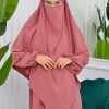 طقم قطعتين شرشف للمحجبات فستان + درع  829 Açık Pembe