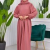 طقم قطعتين شرشف للمحجبات فستان + درع  829 Açık Pembe