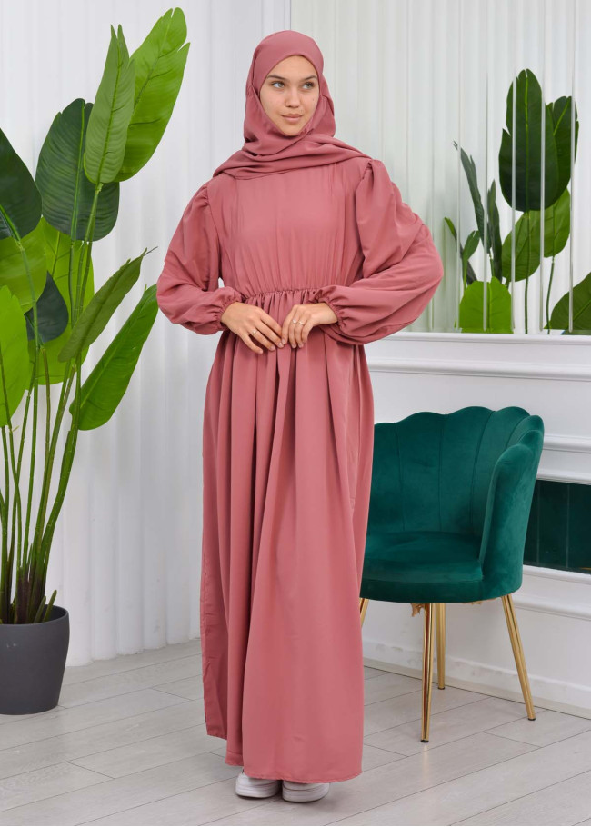 2li Tesettür Çarşaf Takımı 829 Açık Pembe