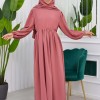 طقم قطعتين شرشف للمحجبات فستان + درع  829 Açık Pembe