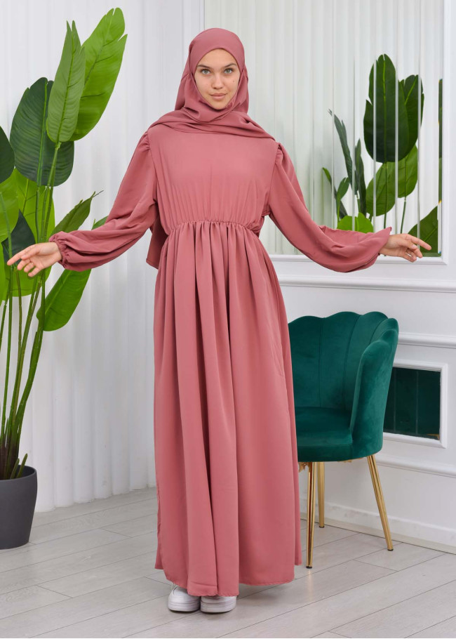 2li Tesettür Çarşaf Takımı 829 Açık Pembe