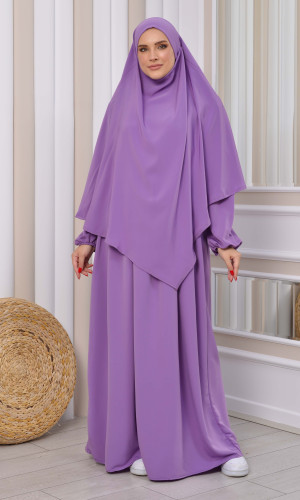 Muslim Hijab Dress set 2 Pieces 829 - Flieder