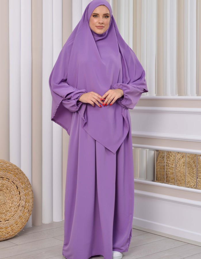 طقم قطعتين شرشف للمحجبات فستان + درع  829 Lila