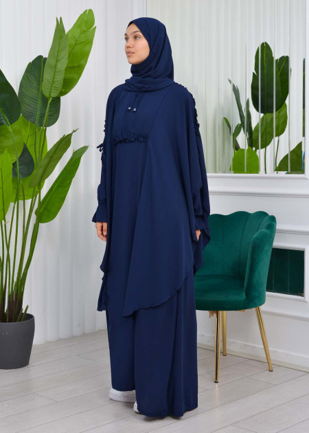 MUSLIM DRESS Hijab Set 2 Pieces Code : 835 - deep blue - HIJAB CLOTHING -  Moda Mix