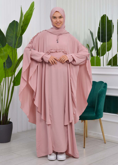 muslim pink dress Muslim Pink Wedding Dresses Long Sleeve Applique Lace Bridal Gowns