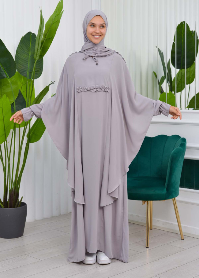 طقم شرشف حجاب زي شرعي قطعتين 835 Gri