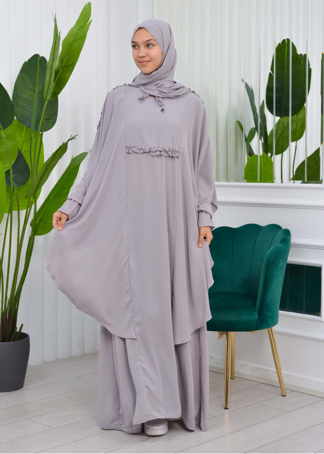 طقم شرشف حجاب زي شرعي قطعتين 835 Gri