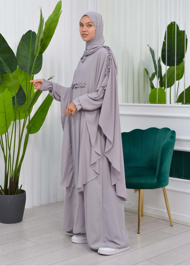 طقم شرشف حجاب زي شرعي قطعتين 835 Gri