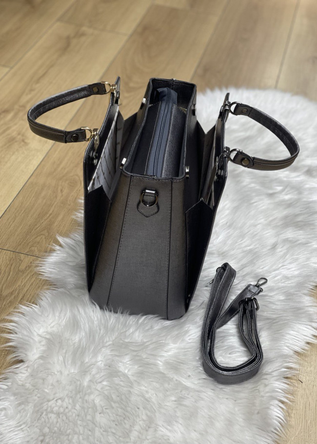 حقيبة يد وذراع نسائية جلد متوسطة الحجم بسحاب 919-4 Antrasıt