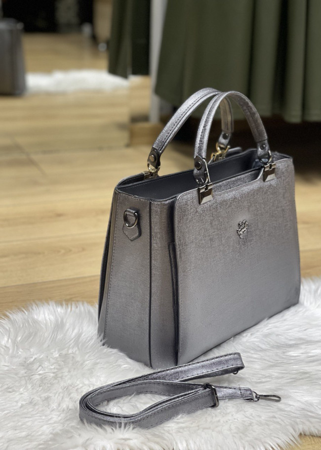 حقيبة يد وذراع نسائية جلد متوسطة الحجم بسحاب 919-4 Antrasıt