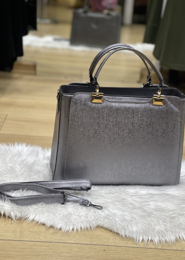 حقيبة يد وذراع نسائية جلد متوسطة الحجم بسحاب 919-4 Antrasıt