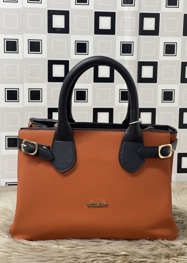 MEDIUM SIZE ZIPPERED WOMEN'S HAND AND ARM LEATHER BAG 951 Turuncu