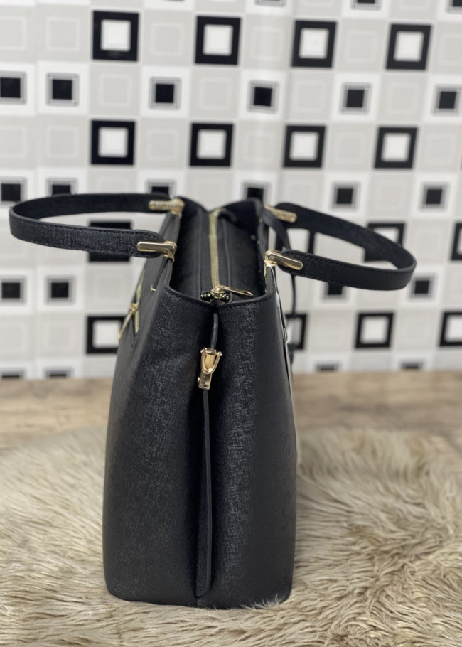 MEDIUM SIZE ZIPPERED WOMEN'S HAND AND ARM LEATHER BAG 931-3 Siyah