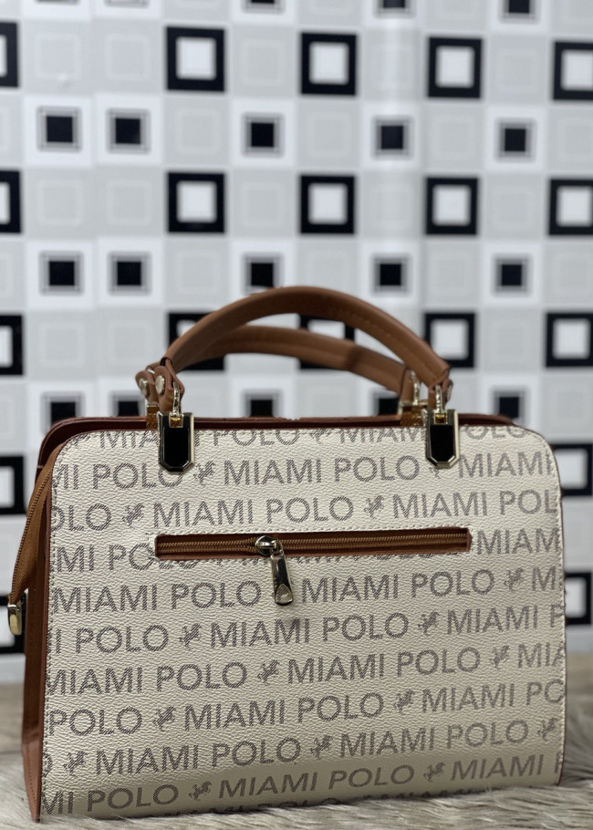 حقيبة يد وذراع نسائية جلد متوسطة الحجم بسحاب 960-4 Bej