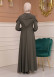 Modest Abaya With Flared Sleeve Detail 677 Haki