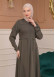 Modest Abaya With Flared Sleeve Detail 677 Haki