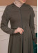Modest Abaya With Flared Sleeve Detail 677 Haki