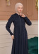 Modest Abaya With Flared Sleeve Detail 677 Lacivert
