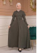 Modest Abaya With Flared Sleeve Detail 677 Haki