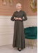 Modest Abaya With Flared Sleeve Detail 677 Haki