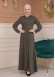 Modest Abaya With Flared Sleeve Detail 677 Haki