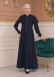 Modest Abaya With Flared Sleeve Detail 677 Lacivert