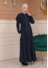 Modest Abaya With Flared Sleeve Detail 677 Lacivert