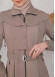 Modest Topcoat With Buttoned Detail 1220 Bej