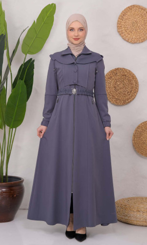 Modest Topcoat With Buttoned Detail 1220 - Anthrazit