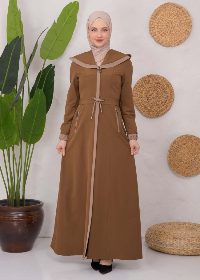 Modest linen  trench coat 1221 taba