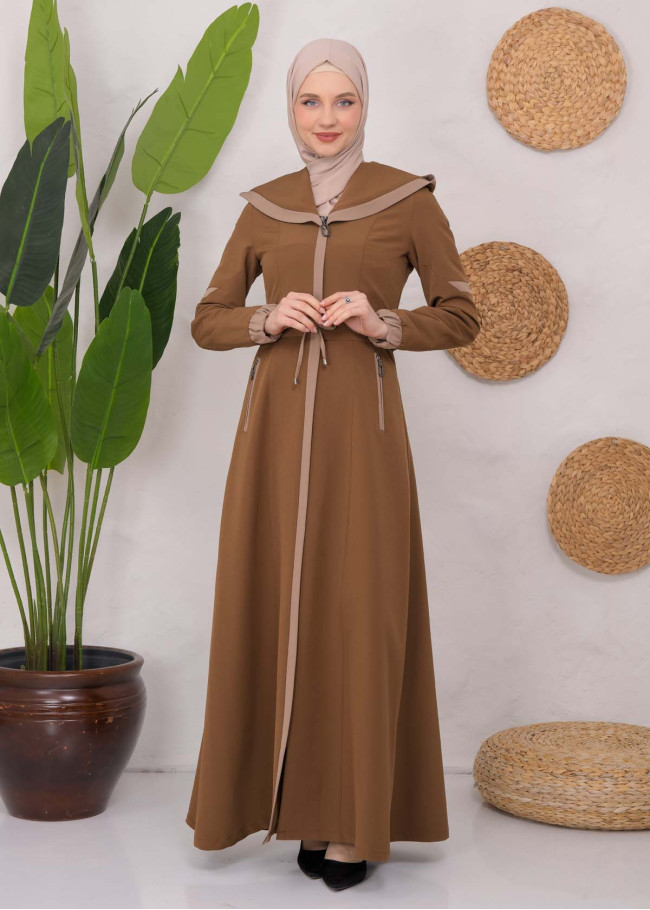Modest linen  trench coat 1221 taba