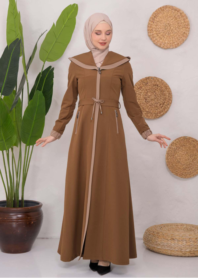 Modest linen  trench coat 1221 taba