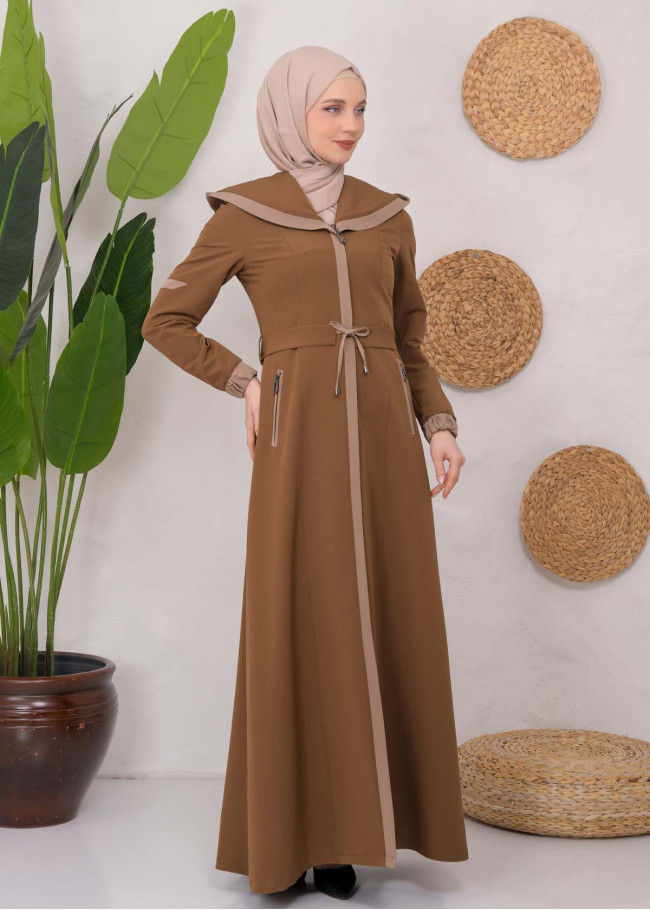 Modest linen  trench coat 1221 taba