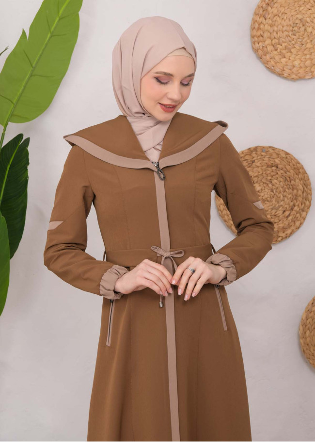 Modest linen  trench coat 1221 taba