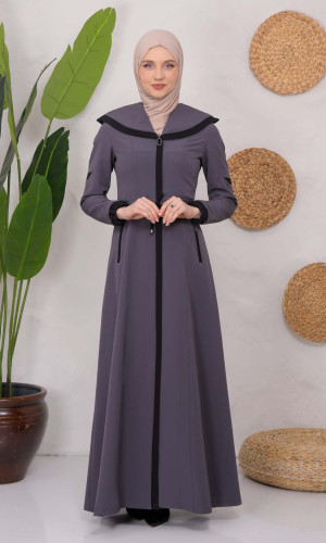 ترانشكوت كتان طويل 1221 - رمادي