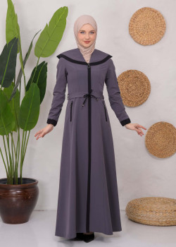 ترانشكوت كتان طويل 1221 - رمادي