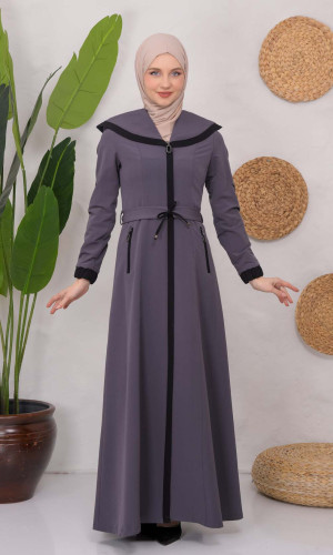 ترانشكوت كتان طويل 1221 - رمادي