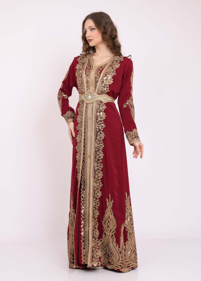 قفطان نسائي ملكي قطعتين 4102 Bordo