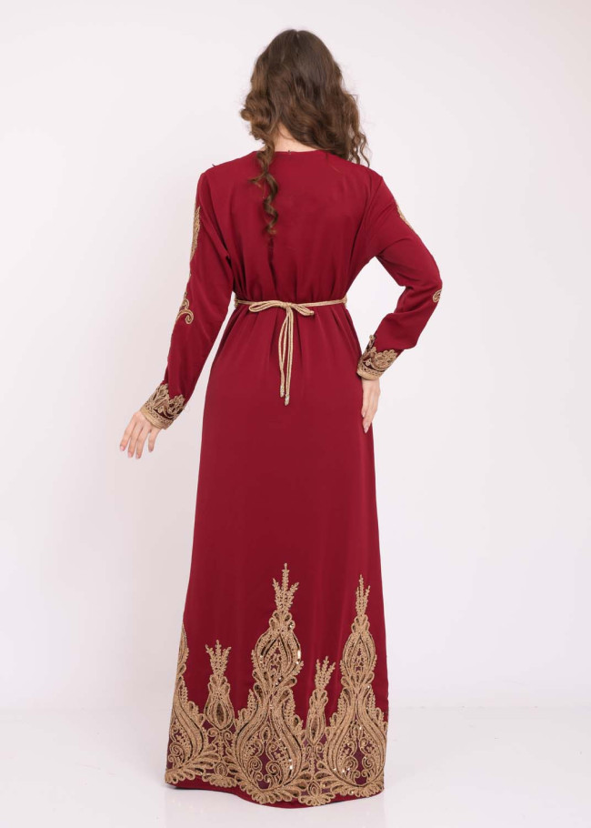 قفطان نسائي ملكي قطعتين 4102 Bordo