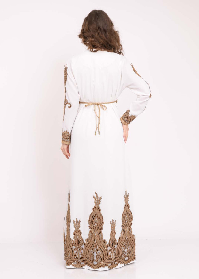 قفطان نسائي ملكي قطعتين 4102 Beyaz