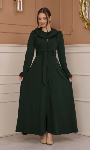 مانطو برادا نسائي ياقة بليسه 1225 - زيتي