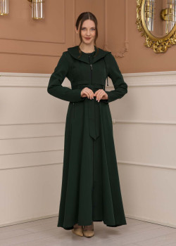 مانطو برادا نسائي ياقة بليسه 1225 - زيتي