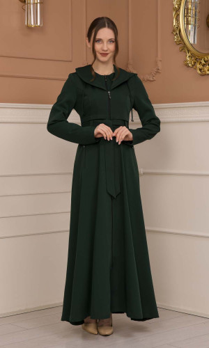 مانطو برادا نسائي ياقة بليسه 1225 - زيتي