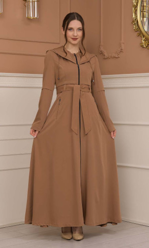 مانطو برادا نسائي ياقة بليسه 1225 - بيج