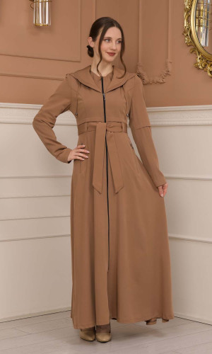 مانطو برادا نسائي ياقة بليسه 1225 - بيج