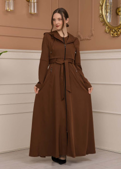 مانطو برادا نسائي ياقة بليسه 1225 - ترابي