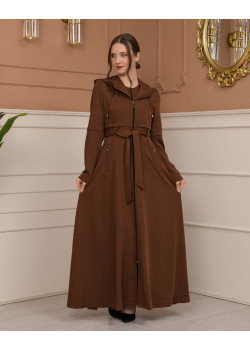 مانطو برادا نسائي ياقة بليسه 1225 - عسلي