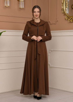 مانطو برادا نسائي ياقة بليسه 1225 - ترابي