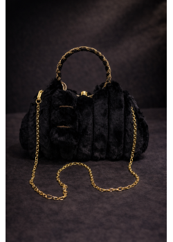 حقيبة يد عصرية بسلسلة معدنية طويلة 989 - اسود